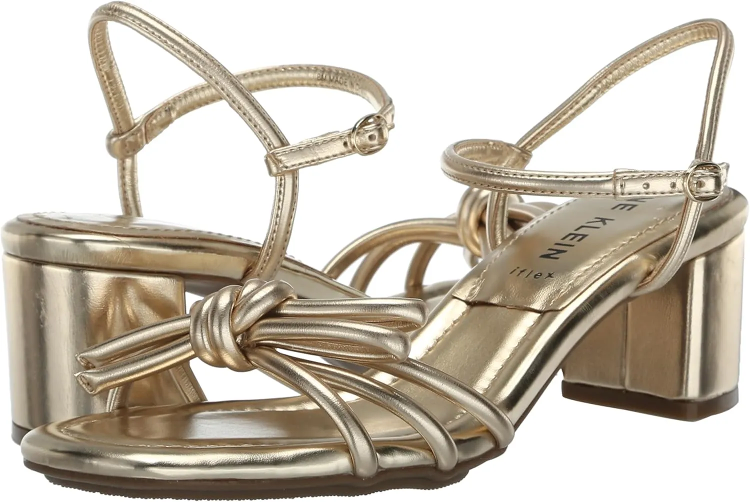 Anne Klein Womens Keilly Faux Leather Ankle Strap Block Heel