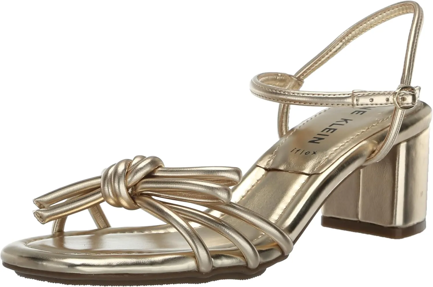 Anne Klein Womens Keilly Faux Leather Ankle Strap Block Heel