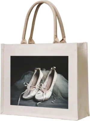 Ballet Shoe printed Canvas Carrying Tote Bag Fashion Handbag Shoulder Shopping Bag