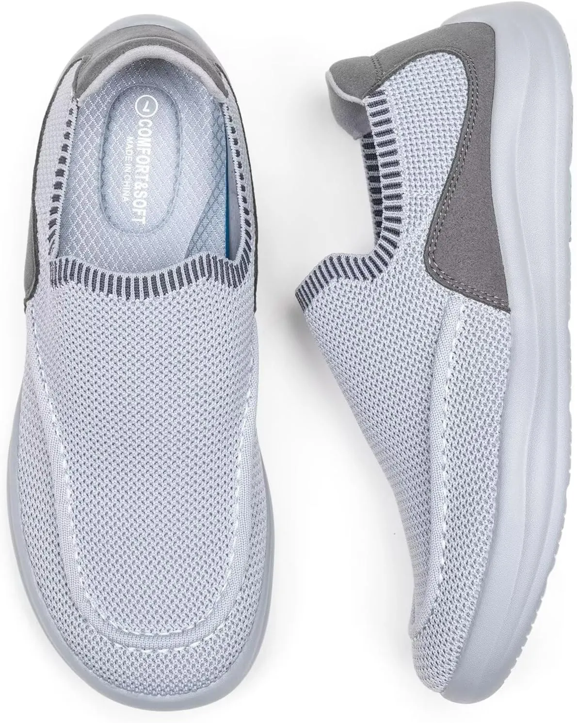 BEJINASH Women's Walking Shoes Wide Toe Box Knitted Slip-on Shoes for Women Comfortable and Soft Casual Work Loafer Shoes