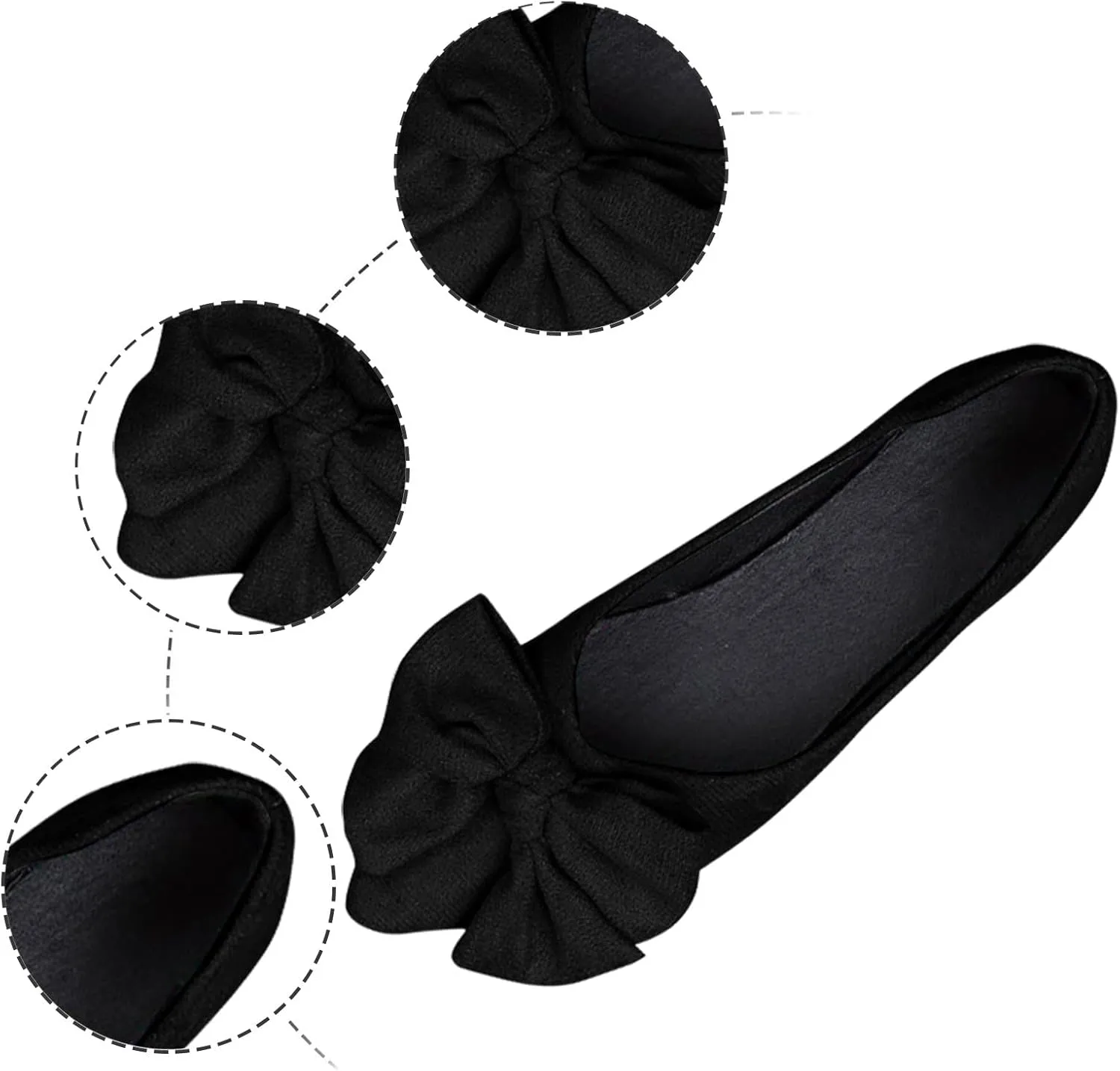 Black Flats for Women Dressy Ballet Flat Shoes Business Casual Loafers Flat Dress Shoes Comfortable Office Shoe