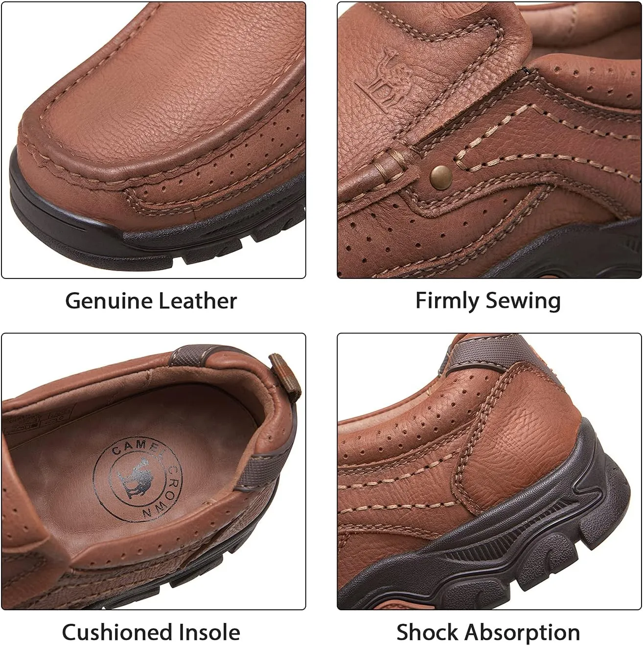 CAMEL CROWN Mens Loafers Slip On Loafer Leather Casual Walking Shoes Comfortable for Work Office Dress Outdoor