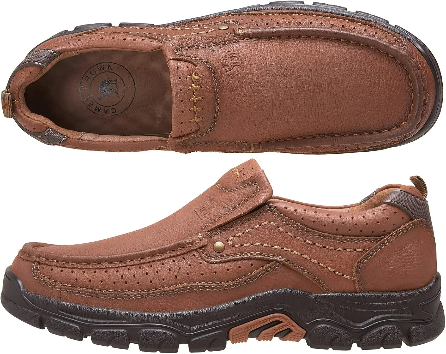 CAMEL CROWN Mens Loafers Slip On Loafer Leather Casual Walking Shoes Comfortable for Work Office Dress Outdoor