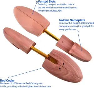 Cedar Shoe Tree for Men, Wide Heel Women's Adjustable Shoe Tree, Split Toe Cedar Boot Tree