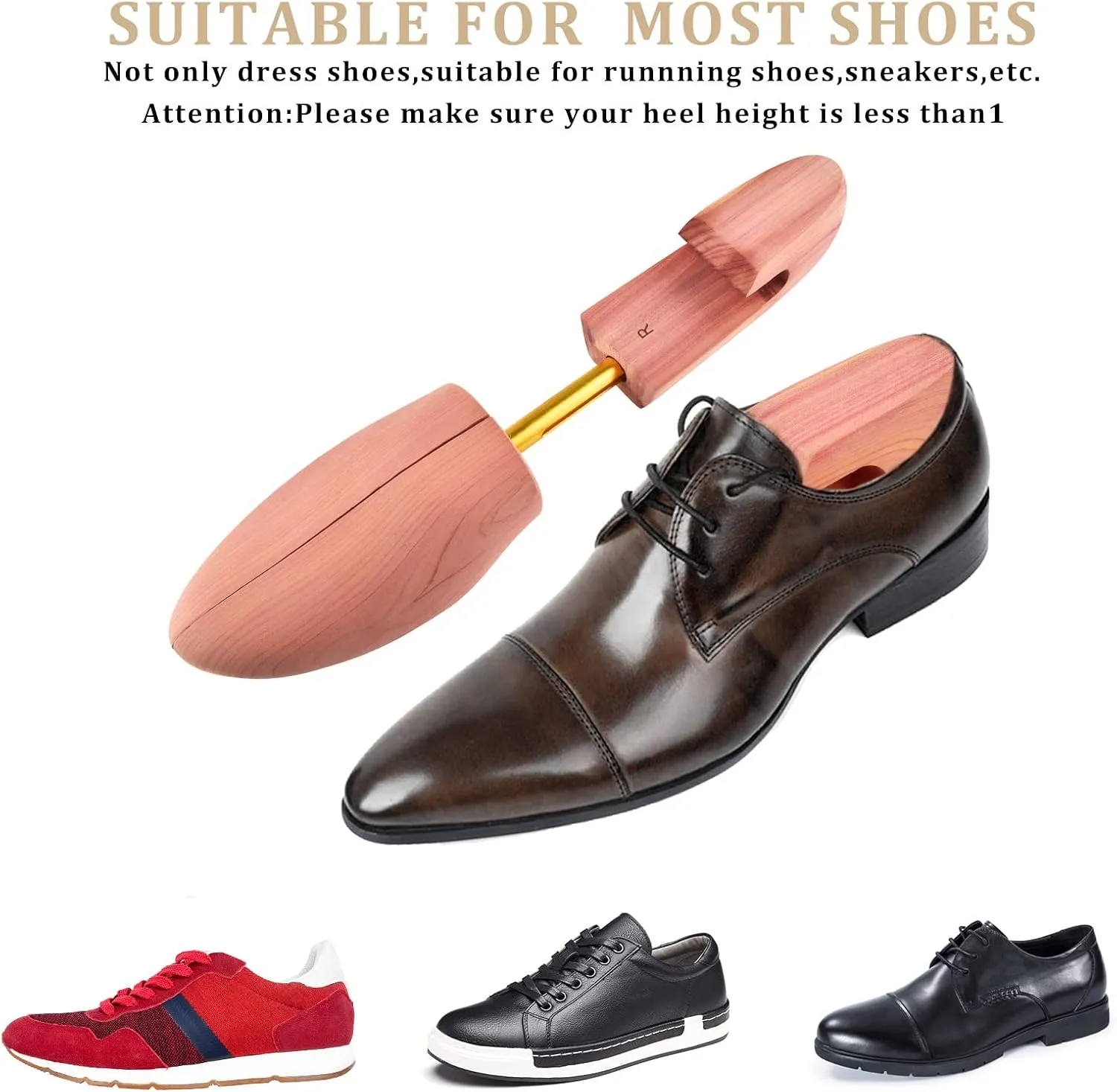 Cedar Shoe Tree for Men, Wide Heel Women's Adjustable Shoe Tree, Split Toe Cedar Boot Tree