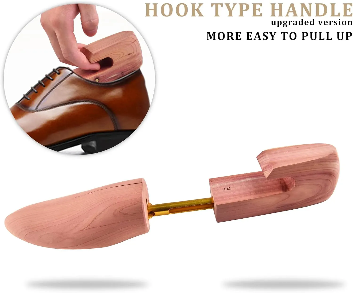 Cedar Shoe Tree for Men, Wide Heel Women's Adjustable Shoe Tree, Split Toe Cedar Boot Tree