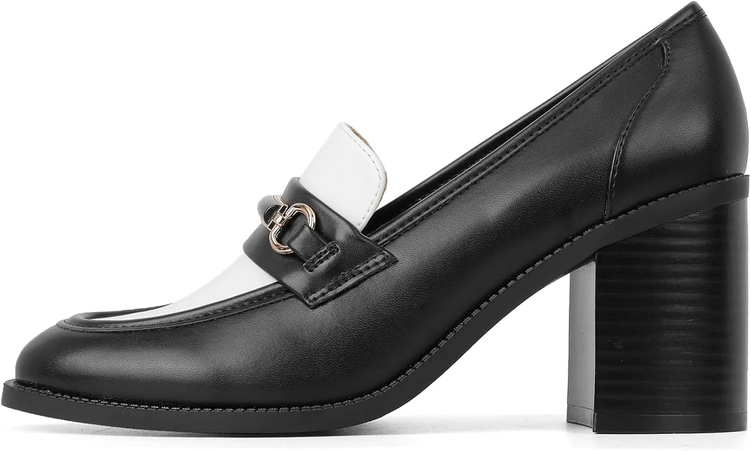 CosyFever Women's Loafer Pumps 3 Inch Block Chunky Heel Slip On Trendy Office Work Business Shoes for Dressy Casual Formal