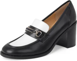 CosyFever Women's Loafer Pumps 3 Inch Block Chunky Heel Slip On Trendy Office Work Business Shoes for Dressy Casual Formal