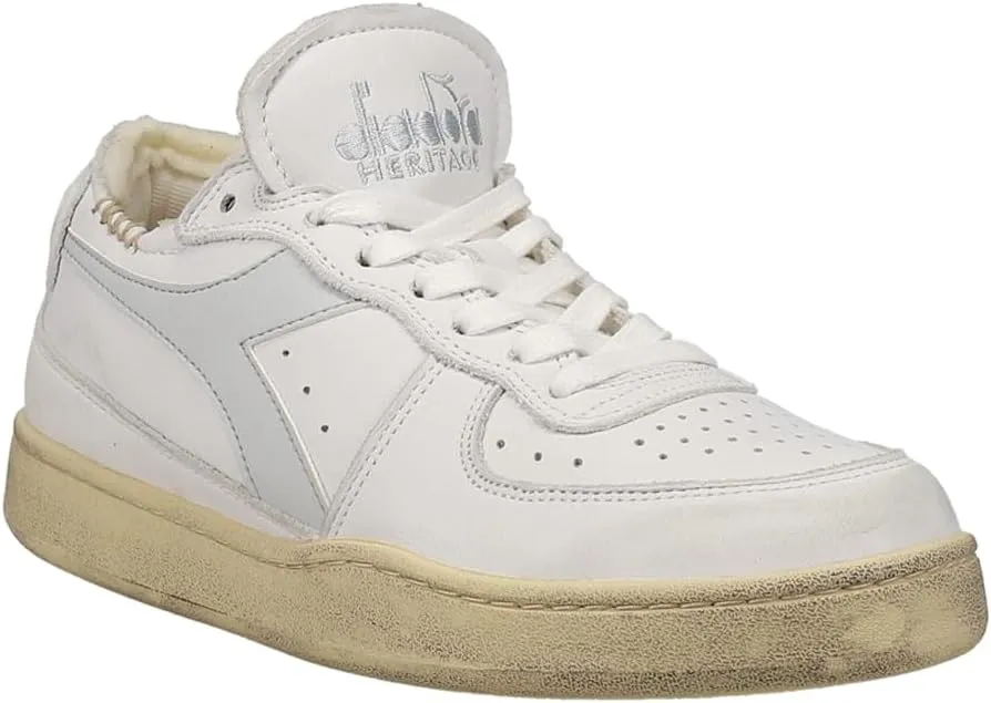 Diadora Mens Mi Basket Row Cut Lace Up Sneakers Shoes Casual - White