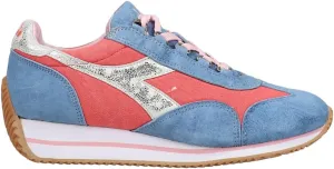 Diadora Womens Equipe H Canvas Stone Wash Evo Lace Up Sneakers Shoes Casual - Blue, Red