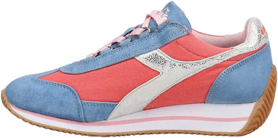 Diadora Womens Equipe H Canvas Stone Wash Evo Lace Up Sneakers Shoes Casual - Blue, Red