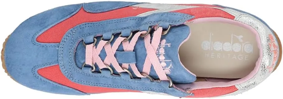 Diadora Womens Equipe H Canvas Stone Wash Evo Lace Up Sneakers Shoes Casual - Blue, Red