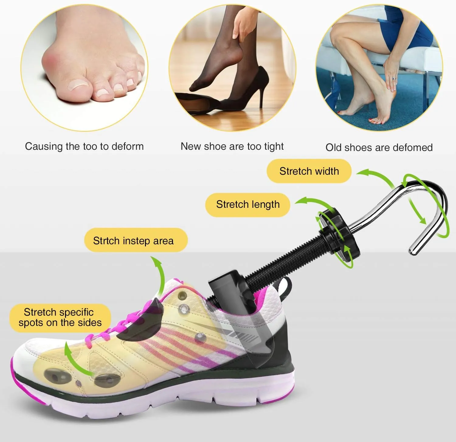 eachway Shoe Stretcher Shoe Trees,Adjustable Length & Width for Men and Women(For Women's Size US5.5-9)
