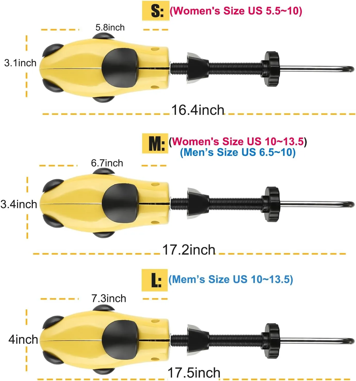eachway Shoe Stretcher Shoe Trees,Adjustable Length & Width for Men and Women(For Women's Size US5.5-9)