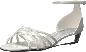 Easy Street Womens Tarrah Faux Leather Crossover Wedge Sandals