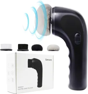 Electric Shoe Shine Kit, Sansent Electric Shoe Polisher Brush Shoe Shiner Dust Cleaner Portable Leather Care Kit for Shoes (Black, M)