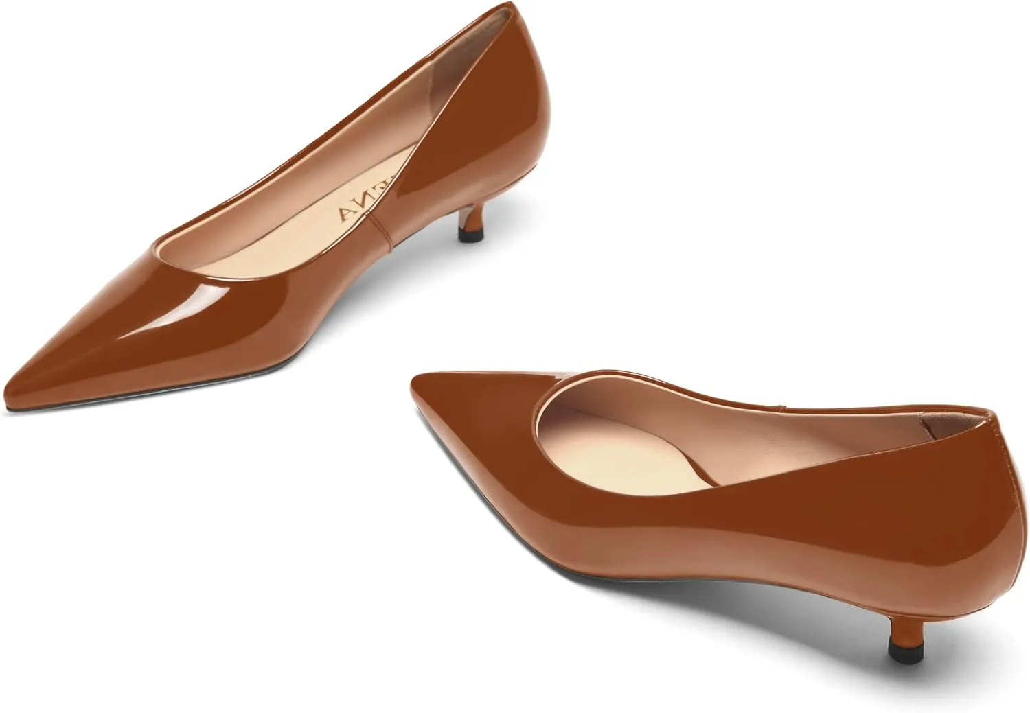 FOGEENA Womens Business Patent Casual Pointed Toe Slip On Kitten Leather Low Heel Pumps Shoes 1.38 Inch