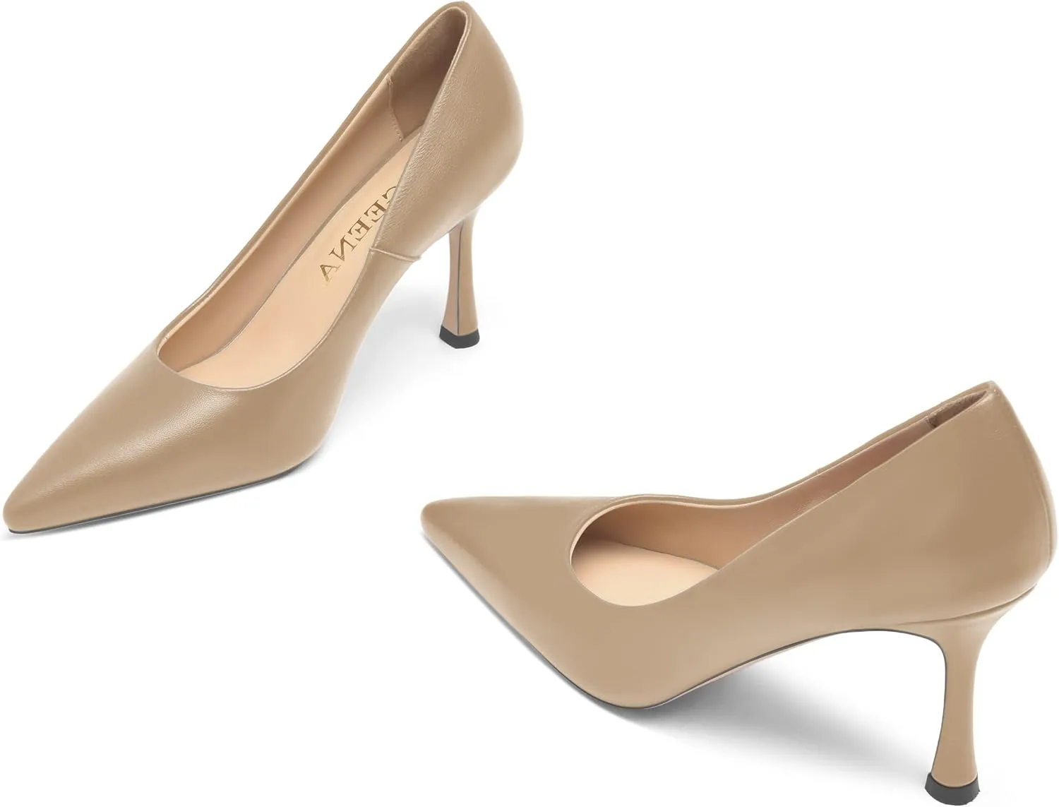 FOGEENA Womens Matte Slip On Pointed Toe Dress Wedding Stiletto Leather High Heel Pumps Shoes 3.14 Inch