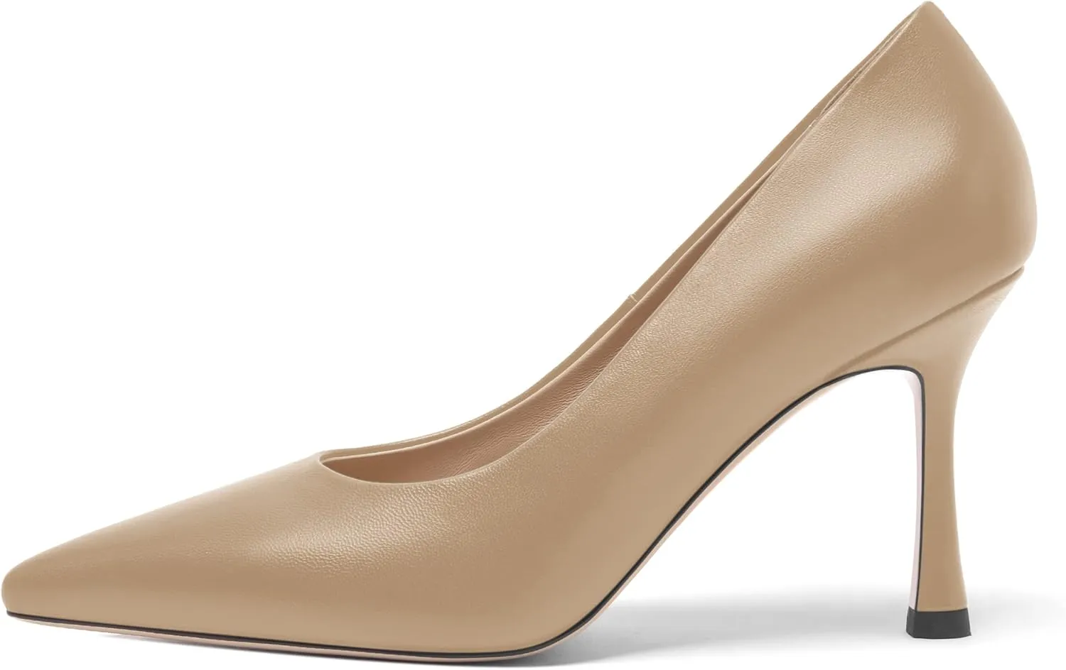 FOGEENA Womens Matte Slip On Pointed Toe Dress Wedding Stiletto Leather High Heel Pumps Shoes 3.14 Inch
