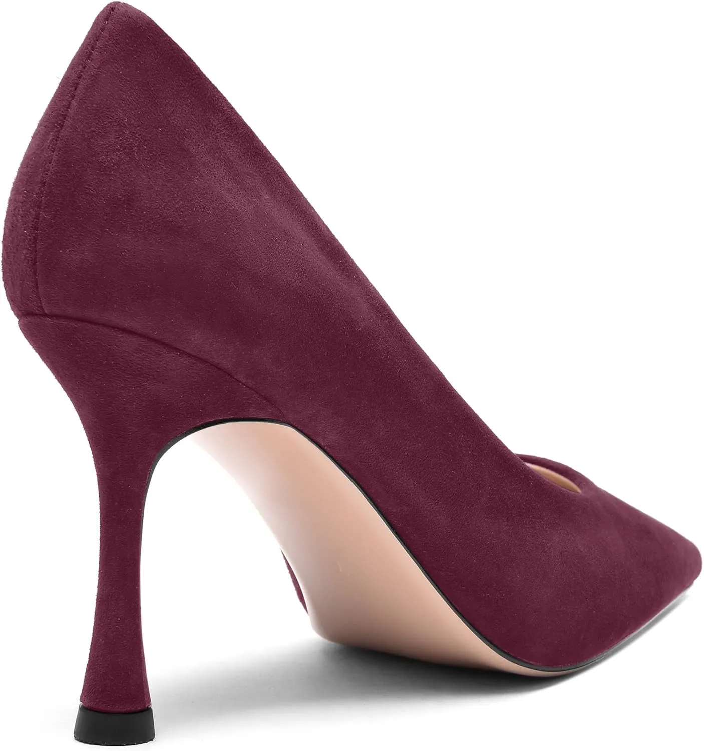 FOGEENA Womens Party Slip On Solid Pointed Toe Suede Fashion Stiletto High Heel Pumps Shoes 3.14 Inch