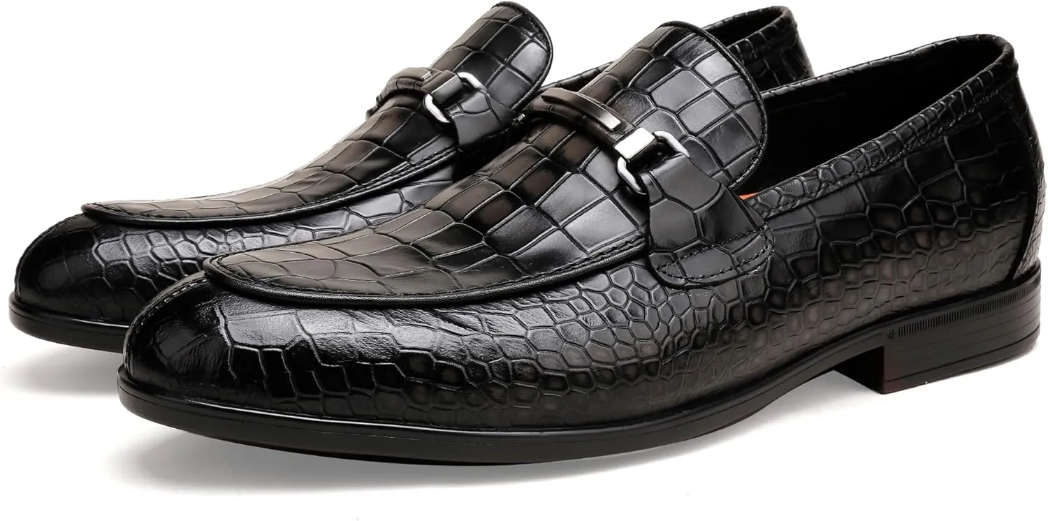 Formal Dress Shoes for Men, Premium Buckle Moc-Toe Business Shoes Casual Slip-on Penny Loafer