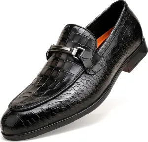 Formal Dress Shoes for Men, Premium Buckle Moc-Toe Business Shoes Casual Slip-on Penny Loafer