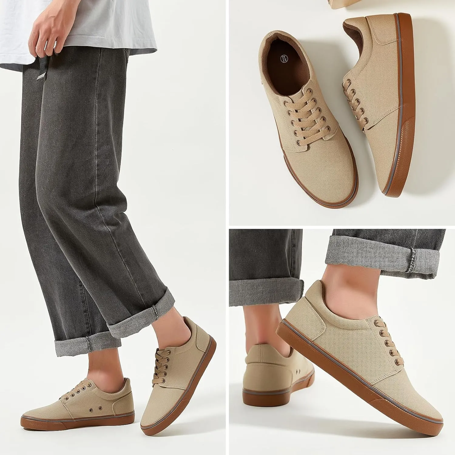 hash bubbie Mens Canvas Shoes Classic Men's Canvas Sneakers Low Top Tennis Shoes Lace up Comfortable Skate Casual Shoes
