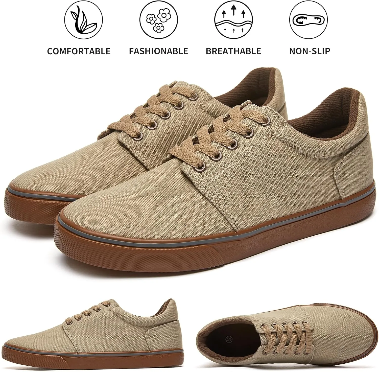 hash bubbie Mens Canvas Shoes Classic Men's Canvas Sneakers Low Top Tennis Shoes Lace up Comfortable Skate Casual Shoes