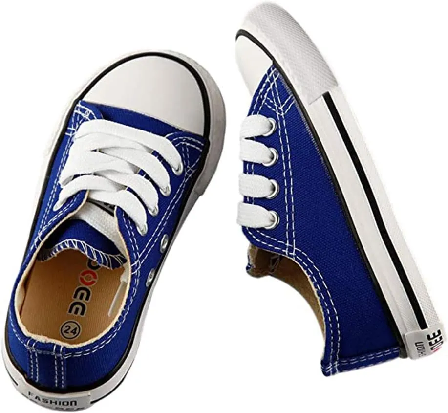 iFANS Boys and Girl Low Top Canvas Kids Lace up Sneakers