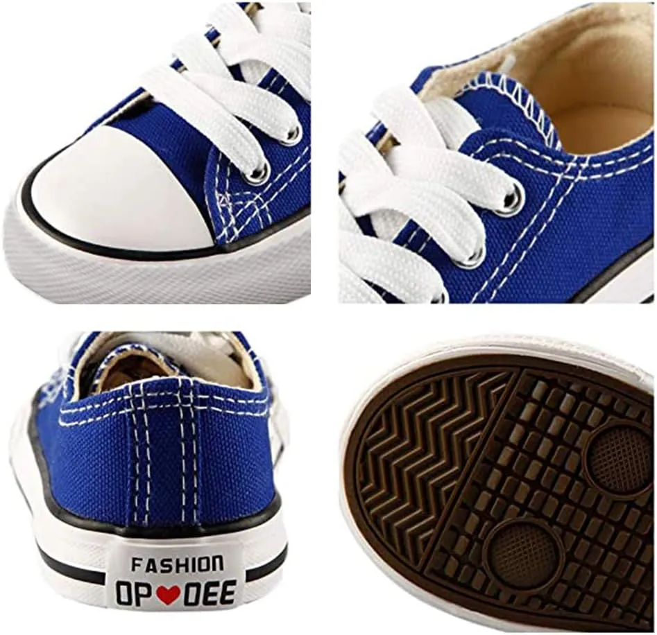iFANS Boys and Girl Low Top Canvas Kids Lace up Sneakers