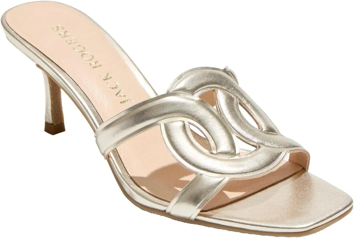 Jack Rogers Women's Dobson Kitten Heel-Leather Heeled Sandal