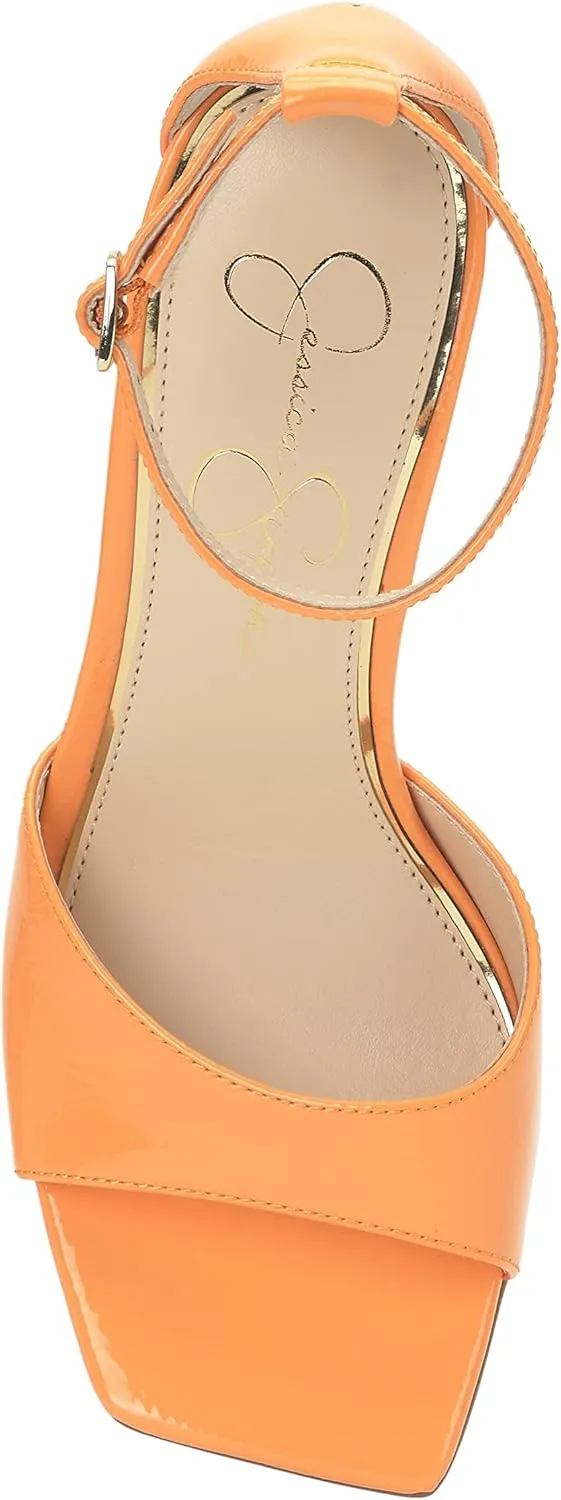 Jessica Simpson Womens LEEHI Faux Leather Open Toe Wedge Heels