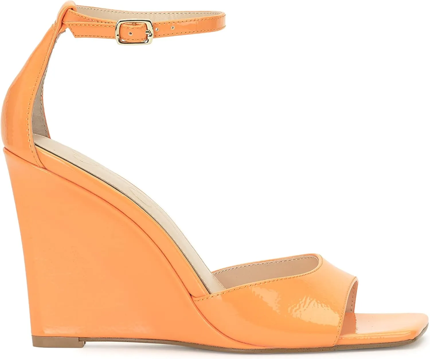 Jessica Simpson Womens LEEHI Faux Leather Open Toe Wedge Heels