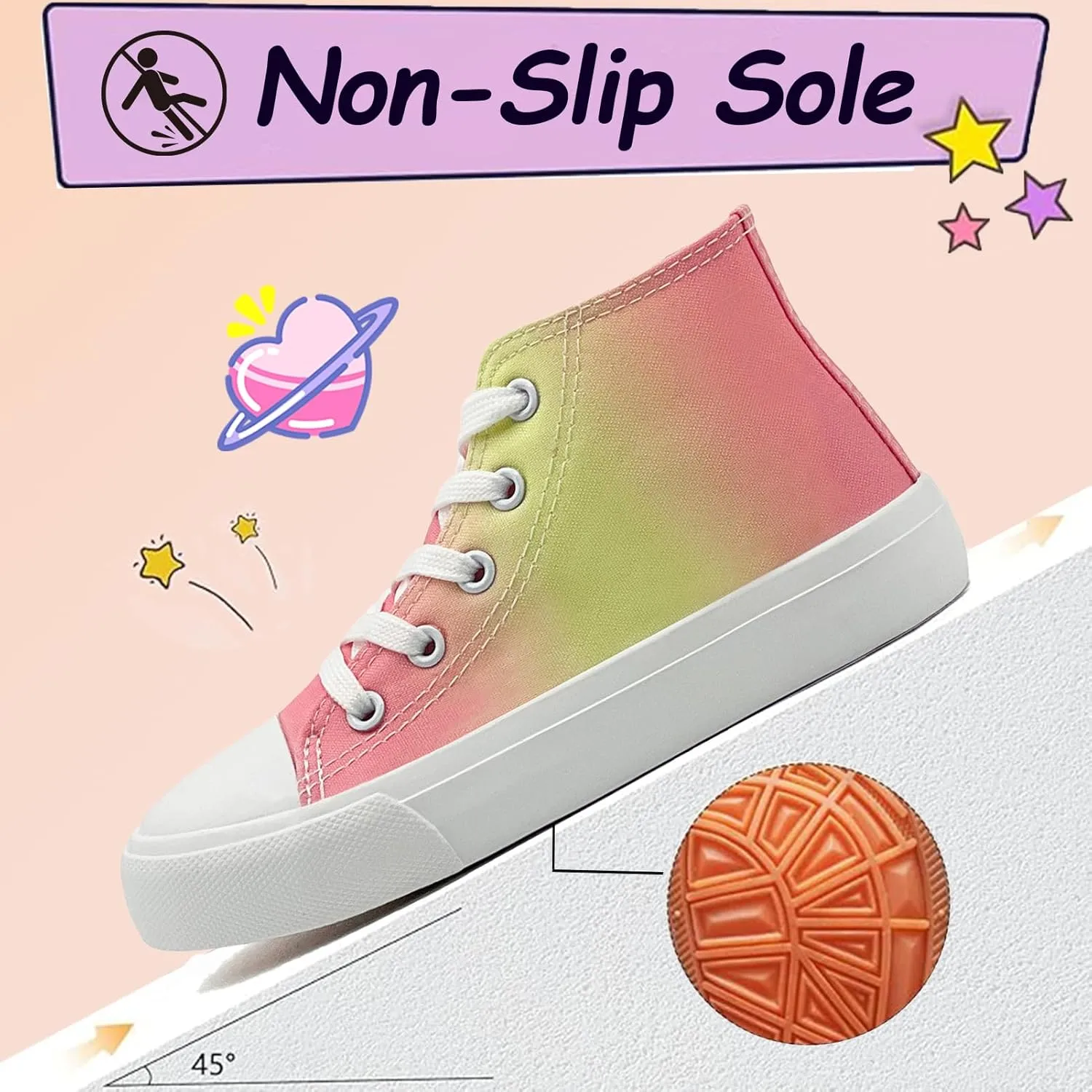 Kids Canvas Sneakers for Girls Boys High Top Canvas Fashion Shoes Comfortable Classic Casual Lace up Walking Running Shoes