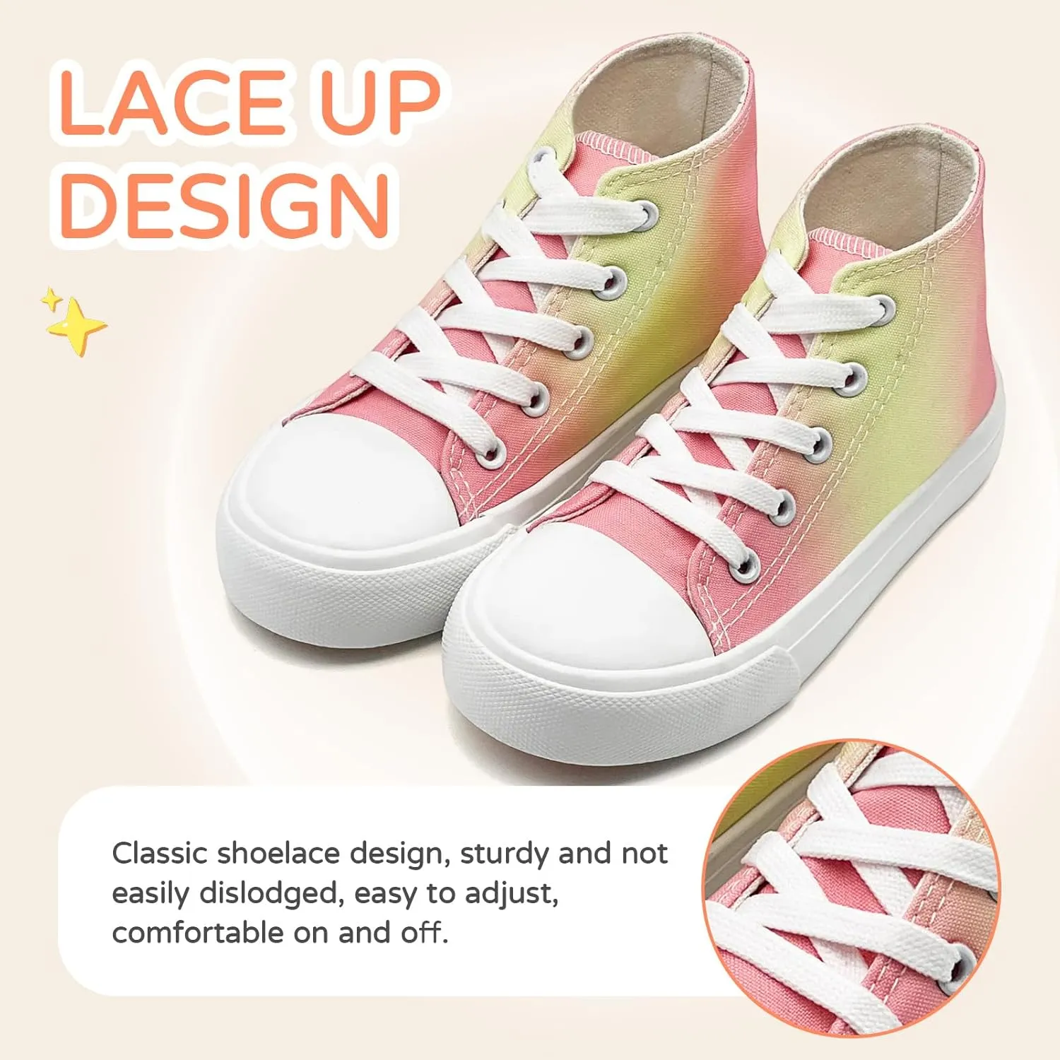 Kids Canvas Sneakers for Girls Boys High Top Canvas Fashion Shoes Comfortable Classic Casual Lace up Walking Running Shoes