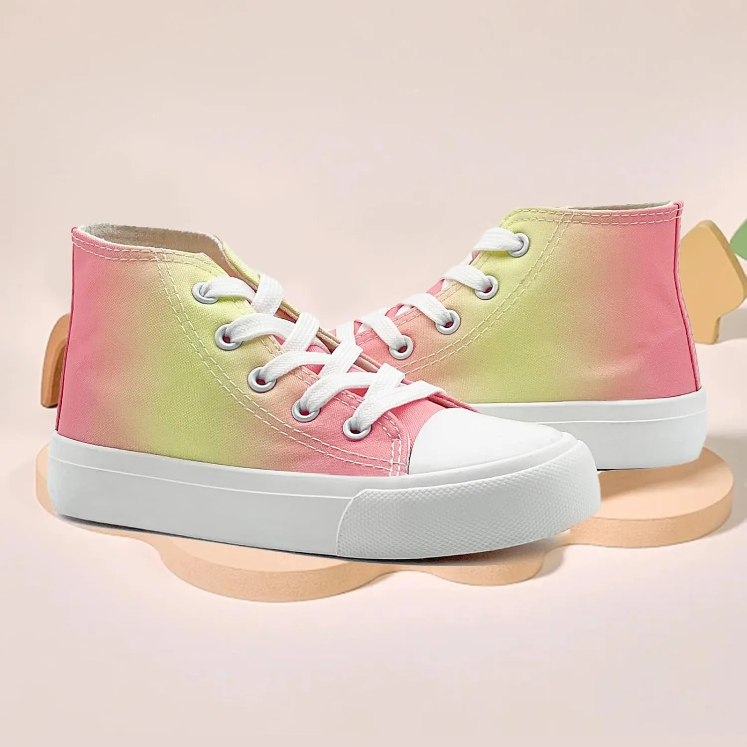 Kids Canvas Sneakers for Girls Boys High Top Canvas Fashion Shoes Comfortable Classic Casual Lace up Walking Running Shoes