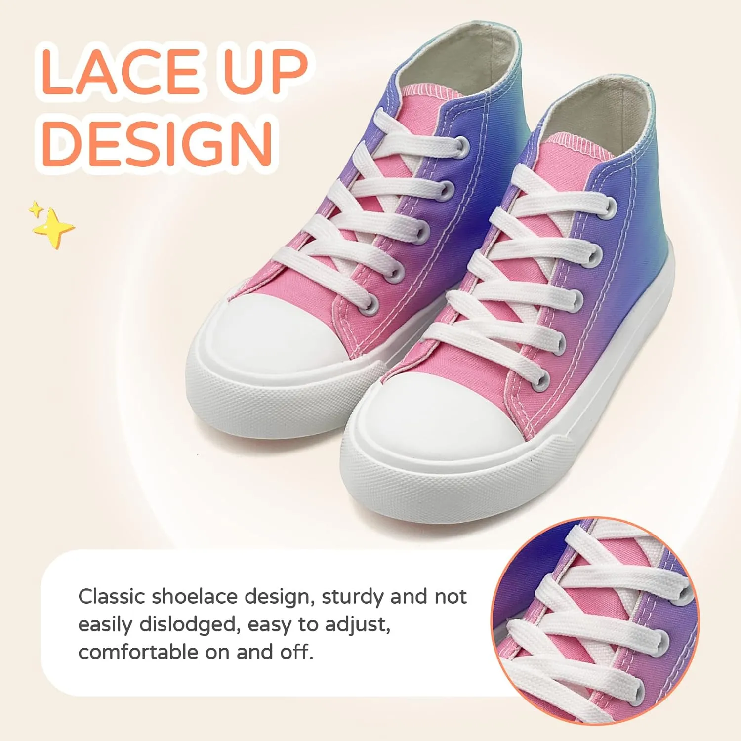 Kids Canvas Sneakers for Girls Boys High Top Canvas Fashion Shoes Comfortable Classic Casual Lace up Walking Running Shoes
