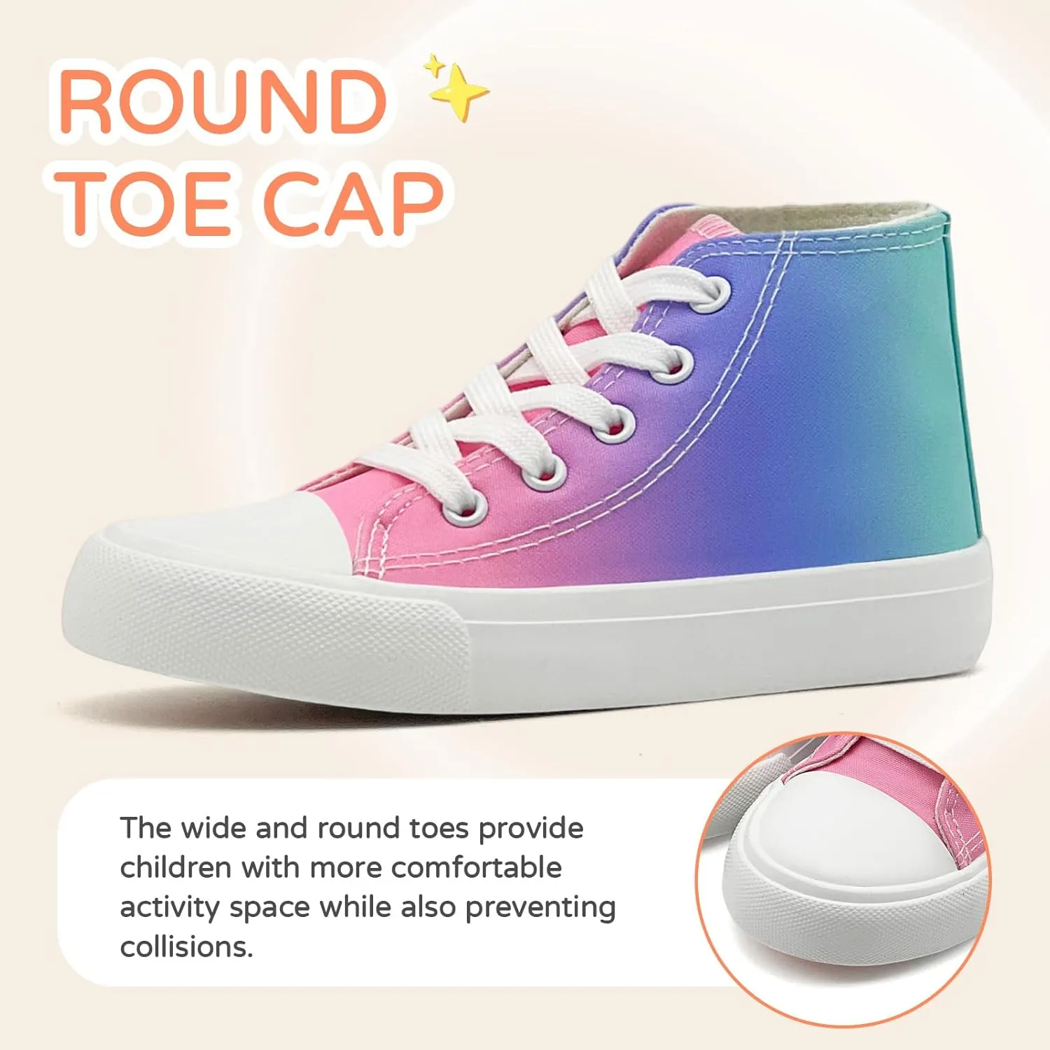 Kids Canvas Sneakers for Girls Boys High Top Canvas Fashion Shoes Comfortable Classic Casual Lace up Walking Running Shoes