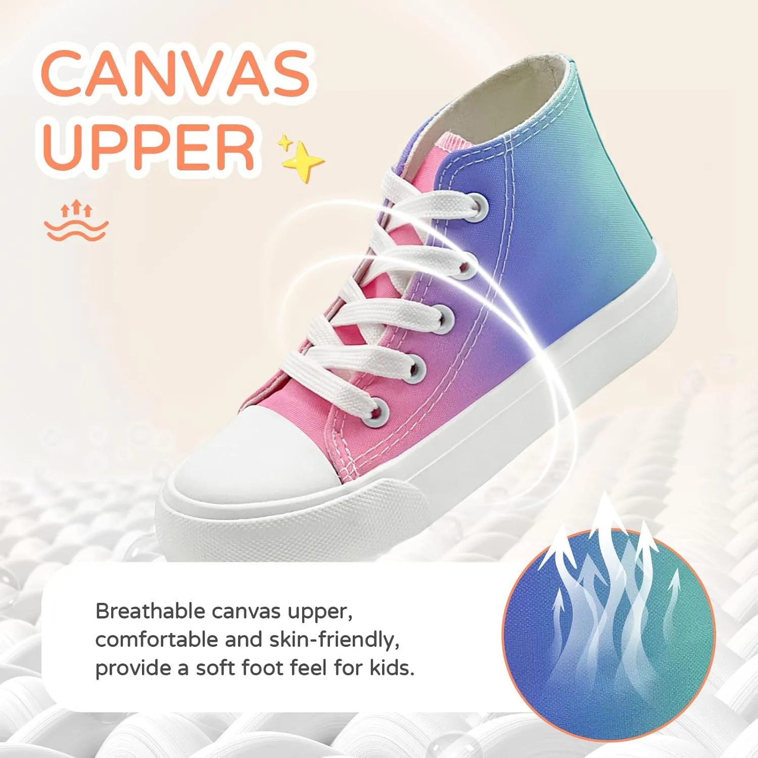 Kids Canvas Sneakers for Girls Boys High Top Canvas Fashion Shoes Comfortable Classic Casual Lace up Walking Running Shoes