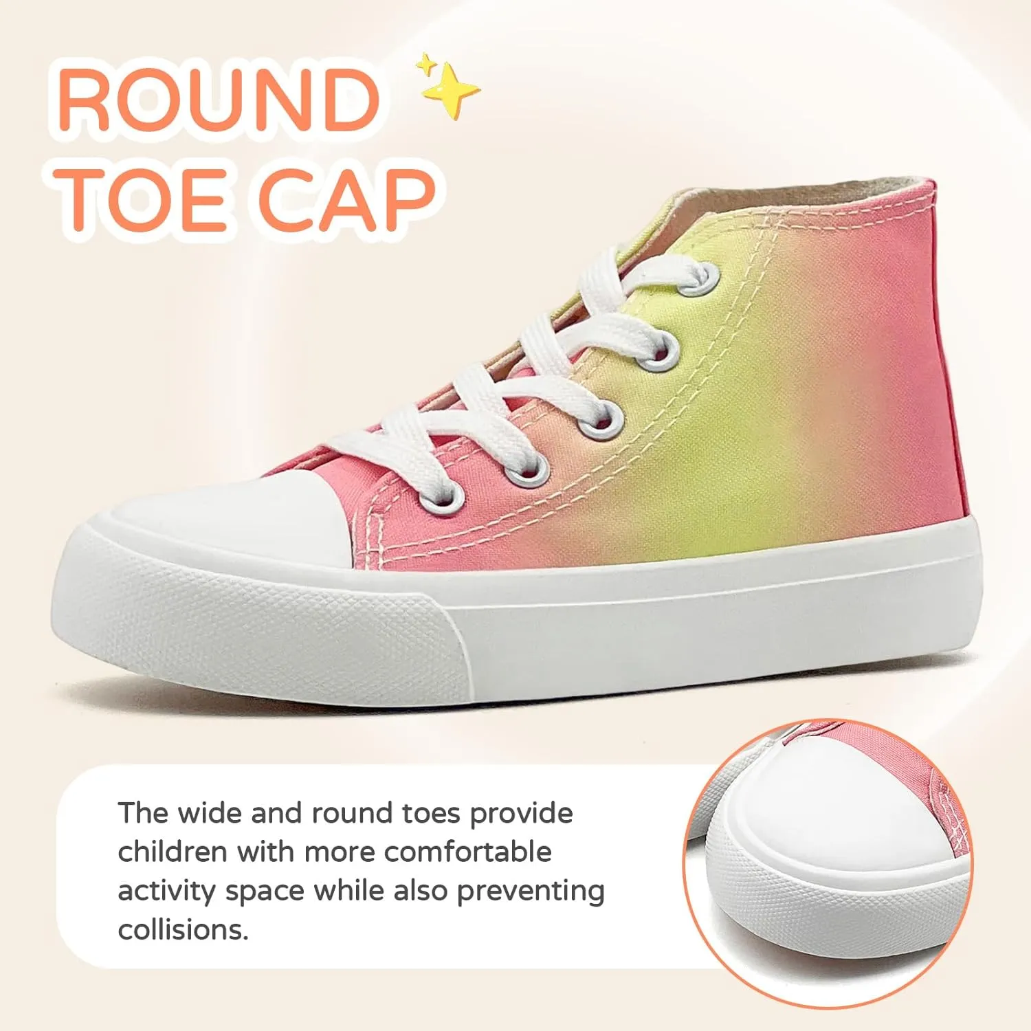 Kids Canvas Sneakers for Girls Boys High Top Canvas Fashion Shoes Comfortable Classic Casual Lace up Walking Running Shoes