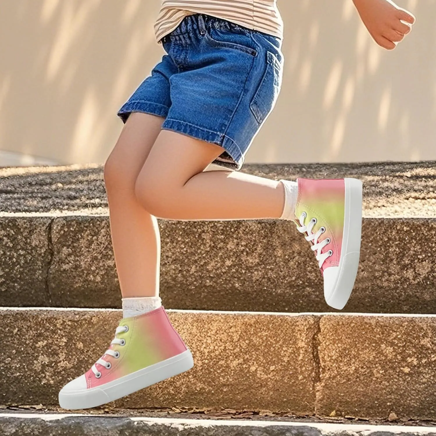 Kids Canvas Sneakers for Girls Boys High Top Canvas Fashion Shoes Comfortable Classic Casual Lace up Walking Running Shoes