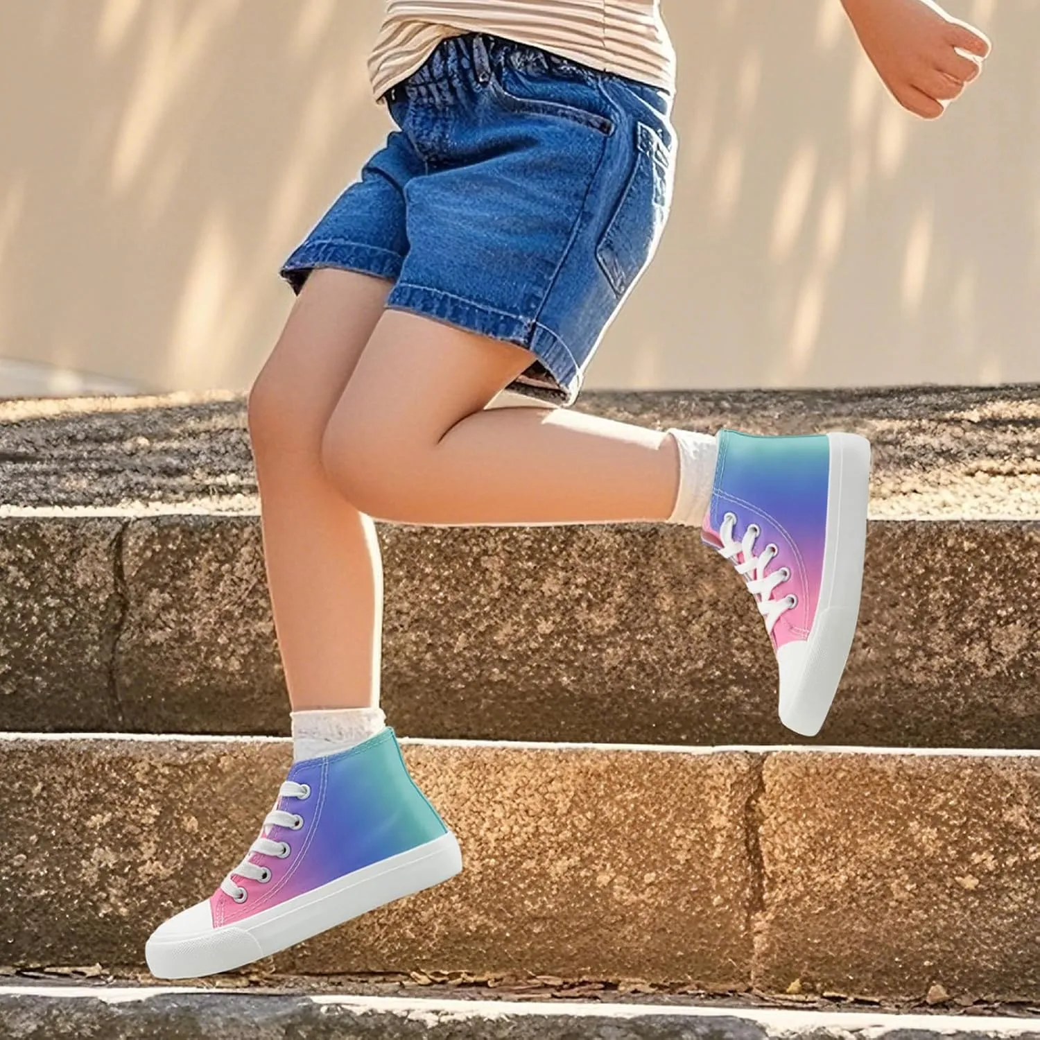 Kids Canvas Sneakers for Girls Boys High Top Canvas Fashion Shoes Comfortable Classic Casual Lace up Walking Running Shoes
