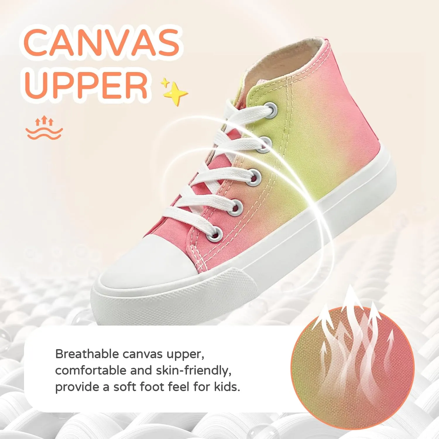 Kids Canvas Sneakers for Girls Boys High Top Canvas Fashion Shoes Comfortable Classic Casual Lace up Walking Running Shoes