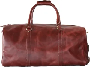 Leather Travel Duffel Bag, 22"Leather Weekender Bag with Shoe Compartment, Handmade Waterproof Duffel Bag for Men&Women, Weekender Overnight Bag with Shoe Pouch (4 Antique Brown)