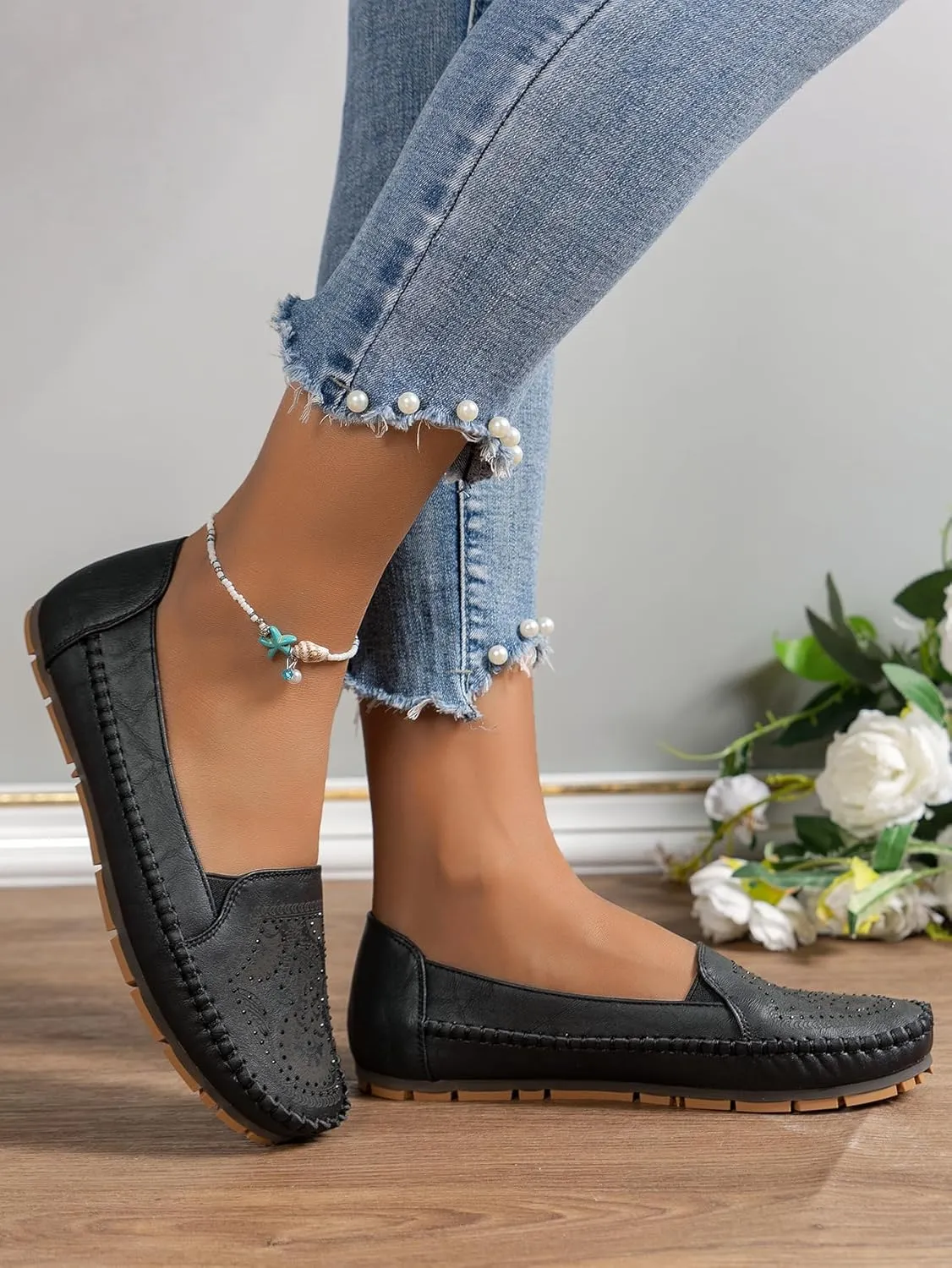 Loafers for Women Leather Business Casual Shoes Comfortable Lightweight Penny Loafers Slip On Work Flats Moccasins Driving Boat Shoes