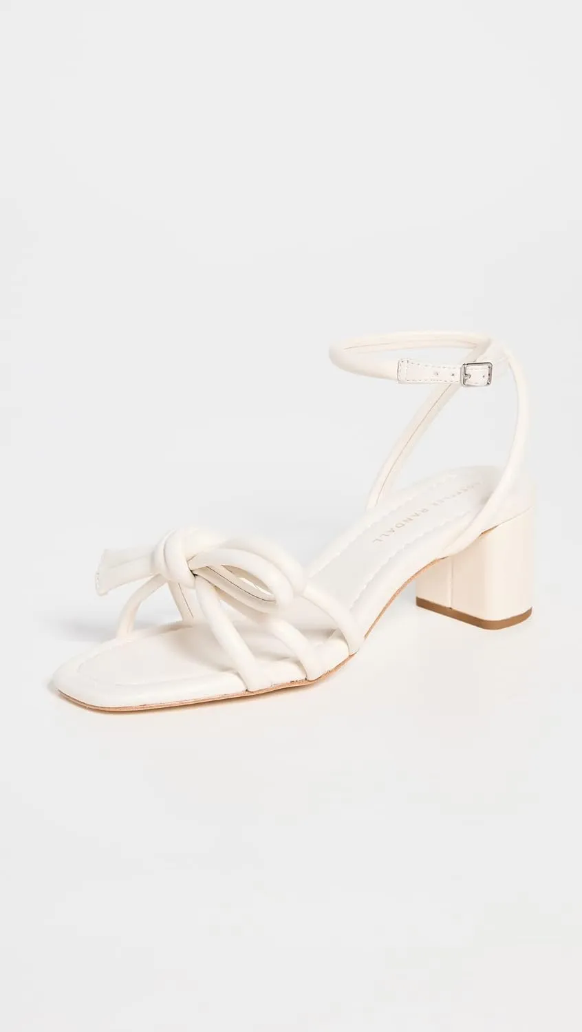 Loeffler Randall Women's Mikel Leather Bow Mid-Heel Sandals