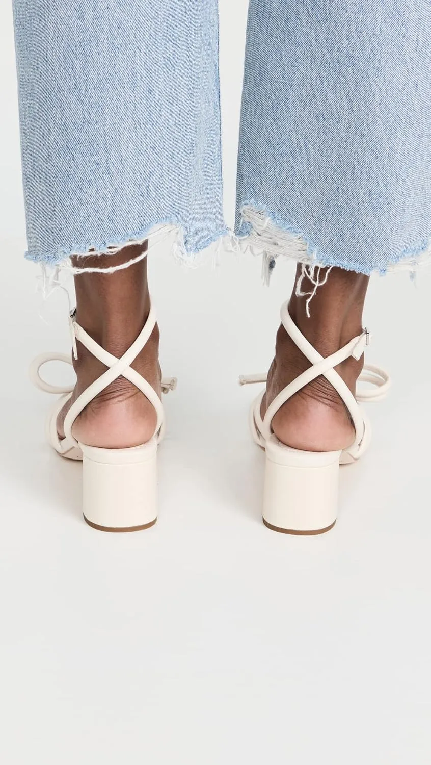 Loeffler Randall Women's Mikel Leather Bow Mid-Heel Sandals