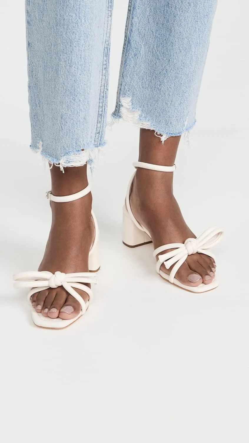 Loeffler Randall Women's Mikel Leather Bow Mid-Heel Sandals