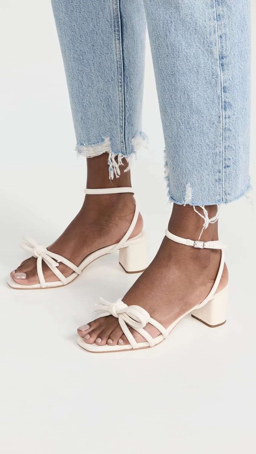 Loeffler Randall Women's Mikel Leather Bow Mid-Heel Sandals