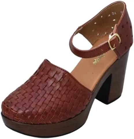 Macarena Collection Women's Flatform Wedge Casual Sandal Huarache Colorful Leather Mexican Style 4237